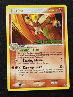 Pokemon Blaziken 1/106 ex Emerald Holo Rare Reverse Holo NM Near Mint Card - Image 1
