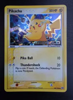 Pokemon Card Pikachu 60/106 Stamped Reverse Holo EX Emerald Rare Nintendo - Image 1