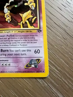 Pokemon TCG Sabrina’s Alakazam 16/132 Gym Challenge Holo Rare 2000 English 80 HP - Image 3