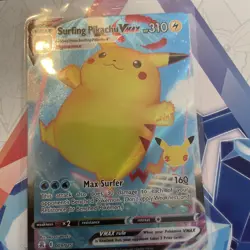 Pokemon Pikachu TCG Surfing VMAX Holo Card 009/025 Celebrations Full Art Rare - Image 1