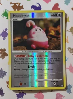 Pokemon TCG Happiny 52/123 Mysterious Treasures Reverse Holo English 2007 - Image 1