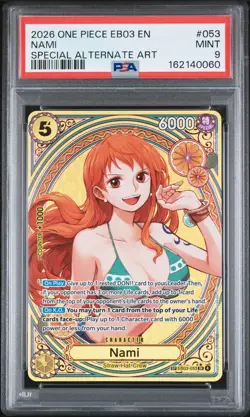 2026 ONE PIECE EB03-EXTRA BOOSTER -ONE PIECE HEROINES EDITION- #053 NAMI PSA 9 - Image 1