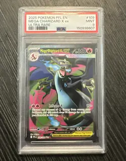Pokemon 2025 Mega Charizard X EX 109/094 Full Art Holo Ultra Rare PSA 9 - Image 1
