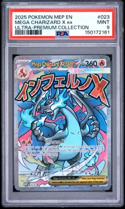 2025 Pokemon Mega Charizard X ex MEP 023 Me: Mega Evolution Promo Holo PSA 9 - Image 1