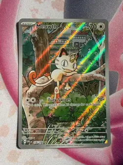 Meowth 106/094 Illustration Rare Phantasmal Flames Pokemon Holo Near Mint - Image 1
