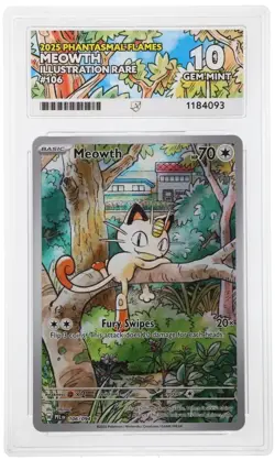 Pokemon Meowth 106/094 Illustration Rare Phantasmal Flames ACE 10 GEM MINT - Image 3