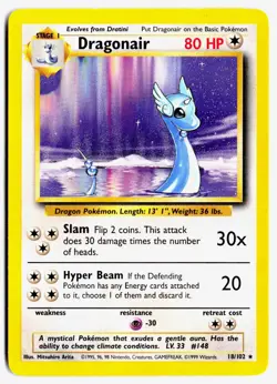 Dragonair 18/102 Rare Base Set Unlimited Pokemon HP - Image 1