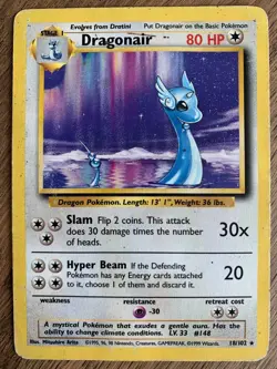 Dragonair 18/102 Base Set Pokemon Card 1999 WOTC Non Holo Rare HP/DMG - Image 1