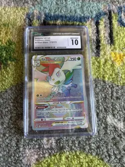 2022 POKEMON 173/172 SHAYMIN VSTAR RAINBOW RARE HOLO BRILLIANT STARS CGC 10 - Image 1
