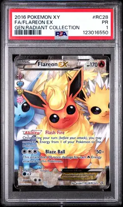PSA 1 PR 2016 Pokemon XY Flareon EX Generations Radiant Collection RC28/RC32 - Image 1