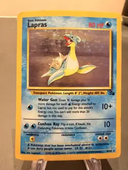 Lapras 10/62 Fossil Holo Rare Vintage Pokemon Card WOTC 1999 MP - Image 1