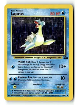 Pokemon Card Lapras (10) Unlimited Holo LP Fossil 10/62 - Image 1