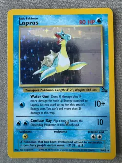 Pokemon LAPRAS 10/62 Fossil Set Holo Rare Vintage Card WOTC - LP (NM Front) - Image 1