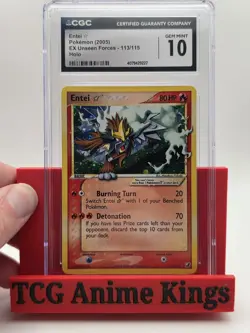 Pokemon CGC 10 Gem Mint Entei Star 113/115 EX Unseen Forces Holo Eng 2005 - Image 1