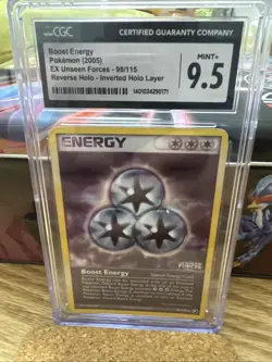 CGC 9.5 Boost Energy EX Unseen Forces 98/115 Inverted Holo Stamped Pokemon - Image 1