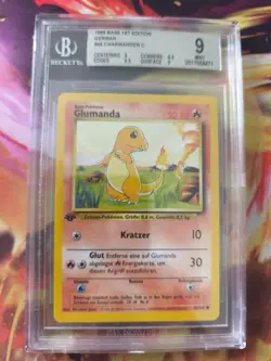 Pokemon Karte Card Glumanda Charmander Base Set 1. Edition Deutsch Beckett BGS 9 - Image 2