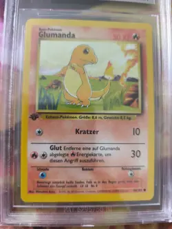 Pokemon Karte Card Glumanda Charmander Base Set 1. Edition Deutsch Beckett BGS 9 - Image 3