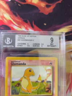 Pokemon Karte Card Glumanda Charmander Base Set 1. Edition Deutsch Beckett BGS 9 - Image 4