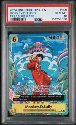 One Piece Monkey D. Luffy Op07-109 Treasure Rare PSA 10 GEM MINT - Image 1