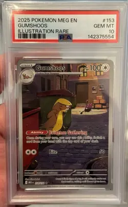 2025 Pokemon Mega Evolution Gumshoos #153 Illustration Rare PSA 10 Gem Mint - Image 1