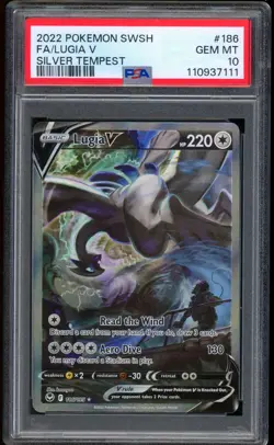2022 Pokemon Lugia V Silver Tempest Full Art Sword & Shield #186 PSA 10 GEM MINT - Image 1