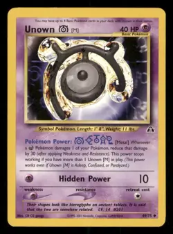 Pokemon TCG Card 2000 Neo Discovery Unown M 49/75 LP/MP - Image 1