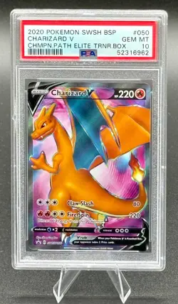 2020 Pokemon SWSH Black Star Promo Charizard V SWSH050 PSA 10 Champ Path ETB - Image 1