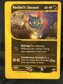 POKEMON PROMO CARD - BEST OF GAME - #5 ROCKET'S SNEASEL - WINNER RARE VINTAGE - Image 1