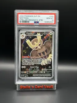 Pokemon Center Stamp Promo Noctowl Stellar Crown ETB SVP EN 141 PSA 10 Gem Mint - Image 1