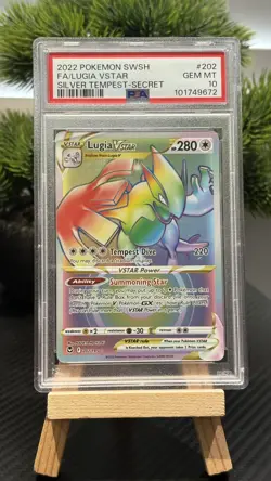 PSA 10 Lugia Vstar 202/195 Pokemon Silver Tempest Full Art Rainbow Graded Card - Image 1