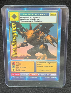 Digimon MetalGreymon DW-01 Rare Holo Card PlayStation Promo Bandai 1999 - Image 1