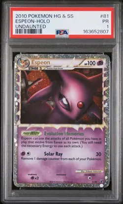 2010 POKEMON HEARTGOLD & SOULSILVER UNDAUNTED #81 ESPEON-HOLO PSA 1 - Image 1