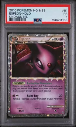 2010 POKEMON HEARTGOLD & SOULSILVER UNDAUNTED #81 ESPEON-HOLO PSA 1 - Image 1