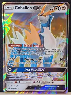 Pokemon TCG Cobalion GX Sun & Moon - Team Up 106/181 Holo Ultra Rare LP - Image 2