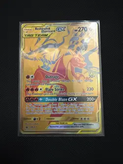 Pokemon TCG Reshiram Charizard GX Sun Moon SM247 Holo Promo Card Near Mint - Image 1