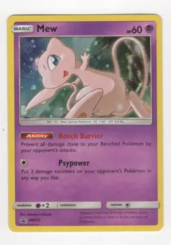 Pokemon Sun & Moon Hidden Fates MEW Black Star Promo Holo Rare SM215 LP-NM - Image 1