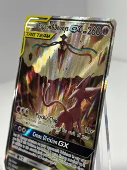 Pokemon TCG Espeon & Deoxys GX SM240 Black Star Promo Full Art Holo MP - Image 2