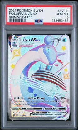 2021 Pokemon Sword & Shield Shining Fates Full Art FA Lapras VMAX #SV111 PSA 10 - Image 1