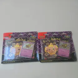 Pokemon TCG Paldean Fates Tech Sticker Collection 3 Pack Blister Fidough x2 - Image 1