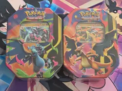 Pokemon TCG Mega Charizard Y ex & Mega Charizard X ex Tins Bundle New & Sealed - Image 1