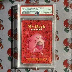 Pokemon PSA 9 My Deck Memo Card Fan Club Magazine Vol.2 Promo 1997 Japanese - Image 1