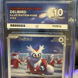 Pokemon TCG Delibird 152/132 Mega Evolution Illustration Rare Ace Gem Mint 10 - Image 2