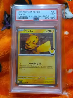 2026 Pokemon Day Pikachu 051/162 Stamped Cosmos Holo Temporal Forces PSA 9 - Image 1