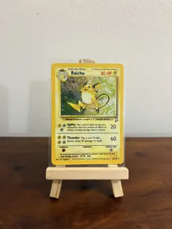 Pokemon TCG Raichu 16/130 base Set 2 holo rare 80HP card English 2000 - Image 1