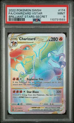 Charizard Vstar Brilliant Stars 174/172 Secret Rare PSA 9 Mint Pokemon Card TCG - Image 1