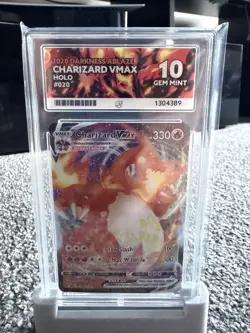 Pokemon TCG Charizard VMAX Darkness Ablaze Holo Card 020/189 ACE 10 Gem Mint - Image 1