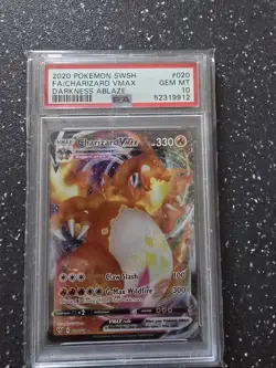 Pokemon TCG Charizard VMAX Darkness Ablaze Full Art Card 020/189, PSA 10 - Image 1