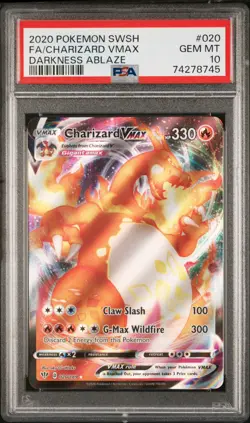 Pokemon TCG Charizard VMAX Darkness Ablaze Full Art Card 020/189, PSA 10 - Image 1