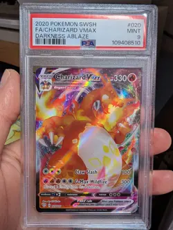 Pokemon TCG Charizard VMAX Darkness Ablaze Holo Ultra Rare Card 020/189 PSA 9 - Image 1