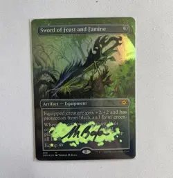 MTG Sword of Feast and Famine 364 Double Masters Foil Borderless Artist Signed - Image 1